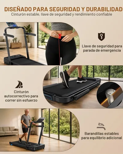 Vista 4 de WELLFIT Auto Incline Walking Pad with Handle Bar, Under Desk Treadmill