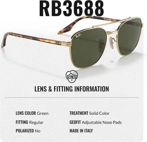 Vista 4 de Ray-Ban RB3688 Square Shaped Sunglasses for Men & Women with Official RAYBAN Eyewear Kit