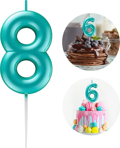 Vista 12 de Vela Azul Número 15 de Cumpleaños Velas 3D de Número para Pastel de Cumpleaños Decoración de Fiesta de Cumpleaños Suministros para Boda