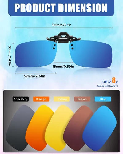 Vista 2 de 5 pares de gafas de sol polarizadas con clip sin borde gafas de conducción antirreflejos