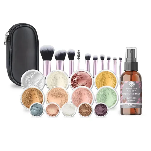 Vista 15 de Kit de maquillaje mineral de tamaño completo, set de base mate, Beige