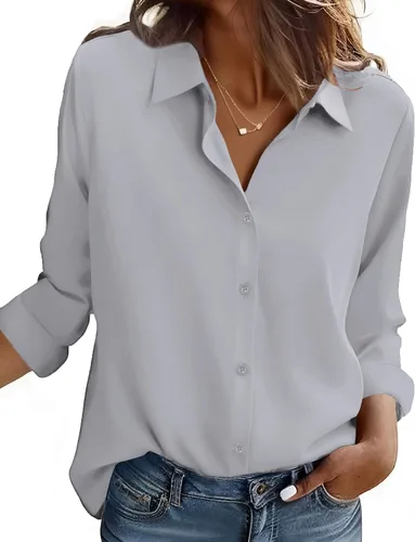 Vista 15 de ZEAGOO Camisa de manga larga con botones para mujer, blusas con estampado floral, trajes de trabajo casuales de negocios, tallas S-XXL