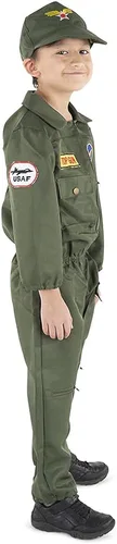 Vista 2 de Dress Up America Top Gun - Disfraz de piloto de combate de la Fuerza Aérea - Disfraz de piloto de combate de la Segunda Guerra Mundial para niños