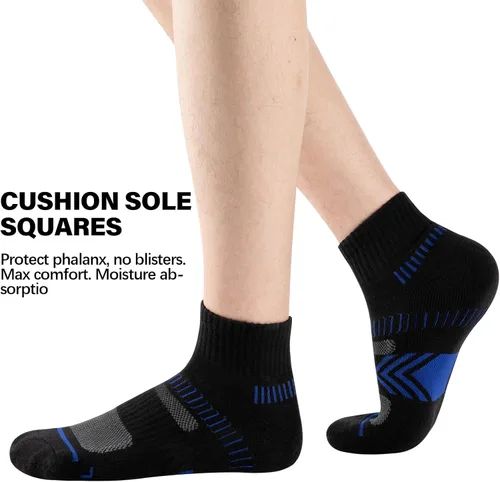Vista 4 de COOPLUS Calcetines tobilleros acolchados para hombre, calcetines de algodón de rendimiento atlético