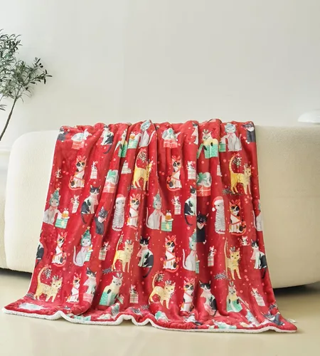 Vista 2 de Elegant Comfort - Manta reversible y ultra suave de franela con forro polar - Manta de sherpa navideña de invierno - Ligera, suave y acogedora