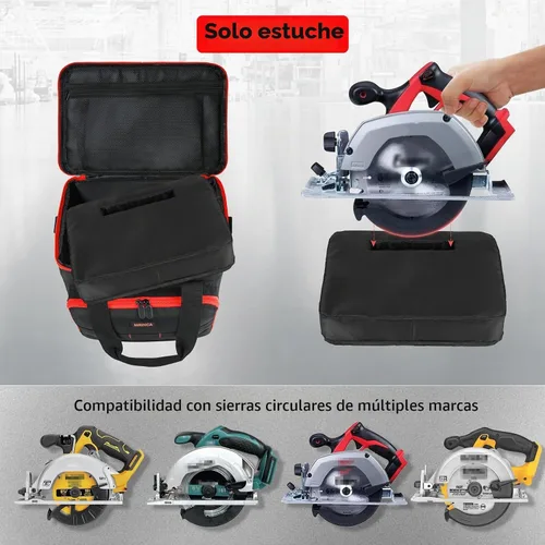 Vista 4 de Bolsa de herramientas compatible con sierra circular Milwaukee M18 2630-20, DEWALT 20V MAX DCS391B/DCS565B, caja de sierra circular