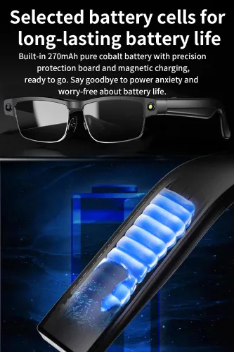 Vista 4 de Lentes de cámara inteligente para fotos, audio y videos, grabación HD de 8 MP, batería 7H, gafas de cámara AI ligeras para hombres y mujeres
