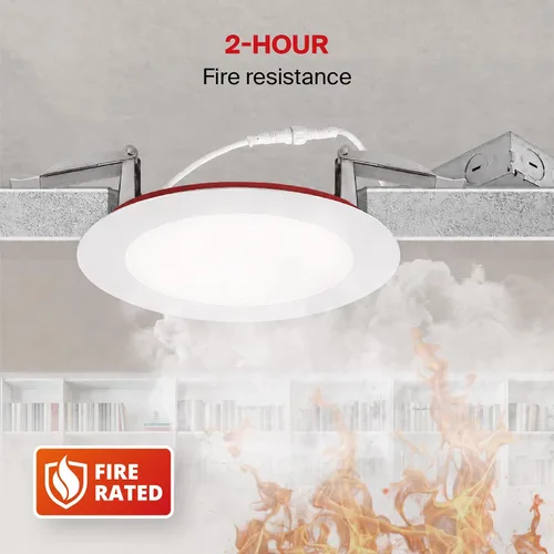 Vista 3 de ASD Luz empotrable con clasificación de fuego de 4 pulgadas, 5 colores 2700 K/3000 K/3500 K/4000 K/5000 K, 840 lúmenes, clasificación de fuego de 2