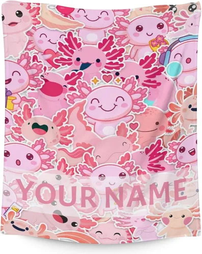Vista 10 de Axolotl - Manta de regalo de 30 x 40 pulgadas, bonita manta para niñas, mantas suaves y peludas azules para sofá y oficina