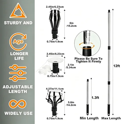 Vista 2 de Light Bulb Changer Pole Kit, 3 Grippers with Extendable Rod