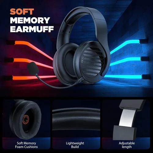 Vista 8 de OCG Auriculares para juegos inalámbricos duales sin pérdida 2.4G Bluetooth para juegos con micrófono desmontable de 1.969 in - para PC, PS4, PS5