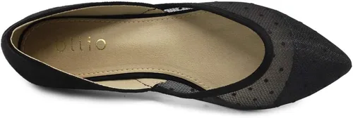Vista 6 de Ollio Zapatos de mujer de gamuza sintética, diseño floral, malla de encaje, transpirables, punta puntiaguda, zapatos planos de ballet F90