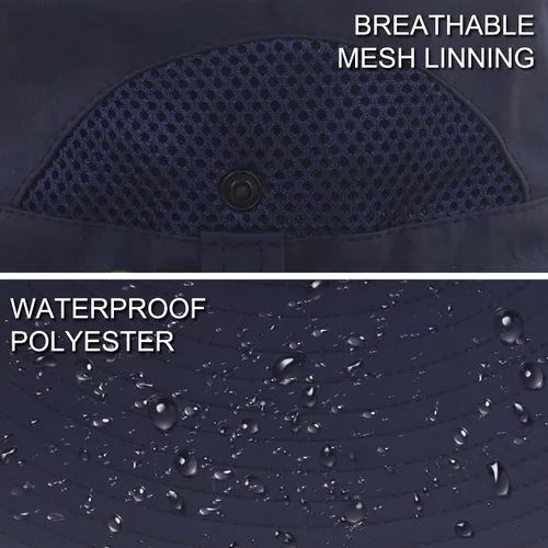 Vista 5 de Muryobao Sombreros de sol para hombre, UPF 50+, malla impermeable, ala ancha, sombrero de pesca