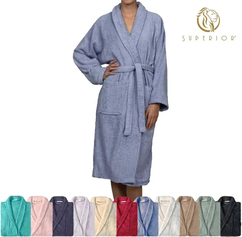 Vista 9 de Superior Bata de rizo unisex de algodón, batas suaves y absorbentes para hombres y mujeres, accesorios de baño