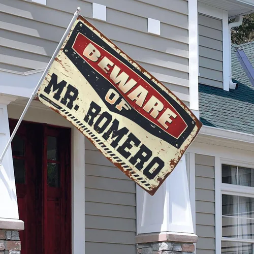 Vista 5 de Funny Garden Flags Beware of Mr. Romero Flag Flags for Dorms Lake House Decor (Size : 30X45CM)