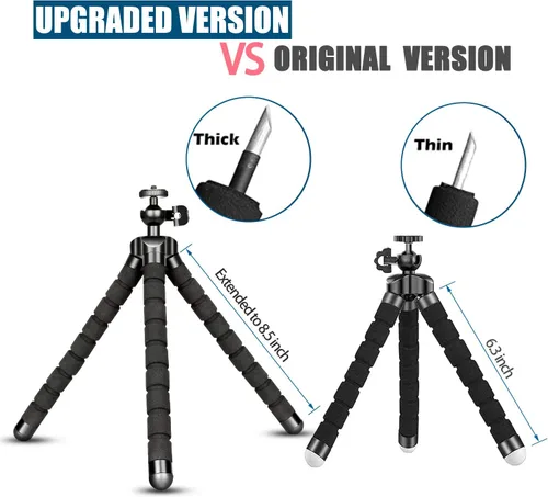 Vista 7 de Trípode de teléfono para teléfono celular, mini soporte flexible para cámara con control remoto y clip universal para iPhone 15 14 13 12 Pro Max 11