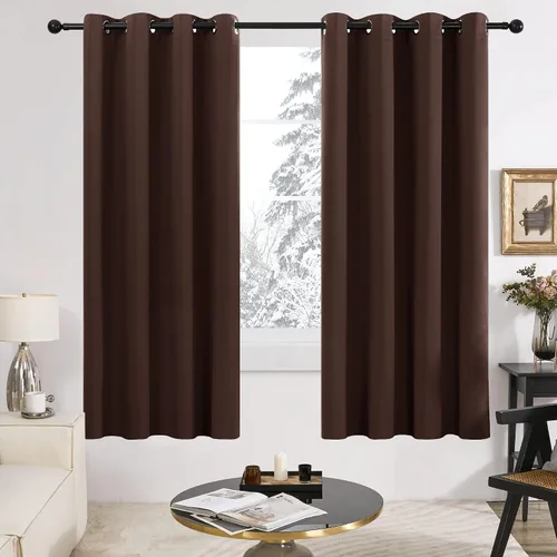 Vista 326 de Deconovo Cortinas opacas 100% con forro negro, cortinas con ojales aisladas térmicamente que reducen el ruido, doble capa para oscurecer