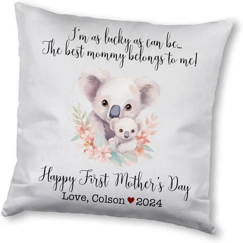 Vista 12 de Happy Mother's Day Koala Design, First Mother's Day Custom Pillowcase, Personalized Mother's Day Pillowcase, Gift for Mom, Home Decor