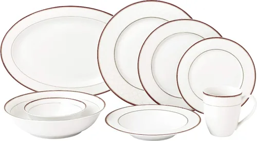 Vista 10 de Elegante y elegante juego de vajilla de porcelana de hueso de 50 piezas para organizar fiestas y eventos para 8 personas, cachemira, 50 piezas