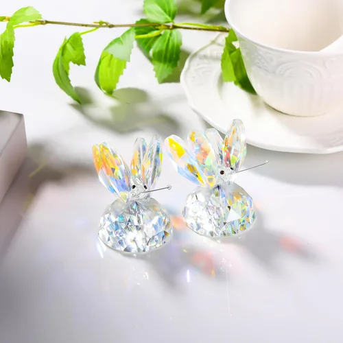 Vista 7 de Qianwei 2 figuras de mariposa de cristal, coloridas hechas a mano, regalos de mariposa para mujeres, animales de cristal, mariposas de cristal