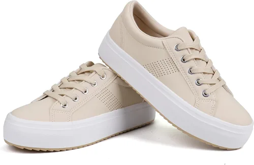 Vista 6 de JABASIC Zapatos deportivos de plataforma transpirables con cordones para mujer