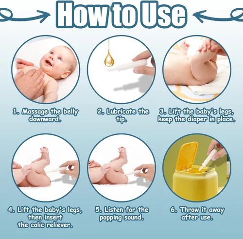 Vista 6 de PNSHOL 20 unidades de alivio de gases y cólicos para bebés, alivio de cólicos gaseosos para bebés, pasador de flatulencia, alivio instantáneo