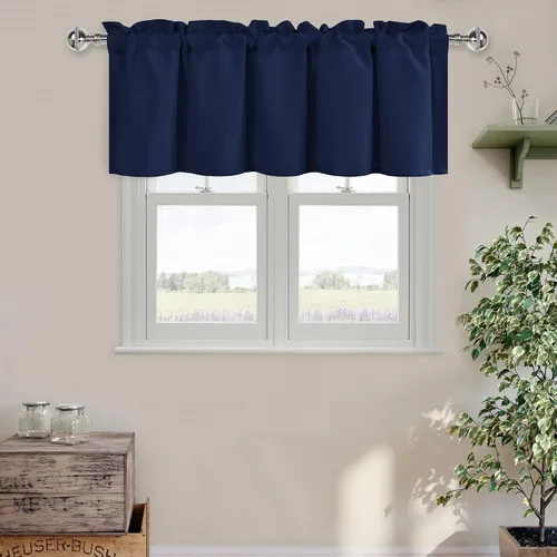 Vista 20 de DWCN Cortinas de Cenefa para Sala de Estar, Cocina, Baño/Sótano - Aqua Sólido, 1 Panel, 42 x 12 Pulgadas, Oscurecimiento de Habitación Solid Short