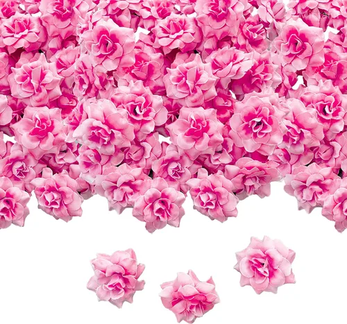 Vista 10 de 120 rosas artificiales de seda, cabeza de rosa falsa, cabezas de rosas para el día de San Valentín, bodas, centros de mesa, día de la madre, pared
