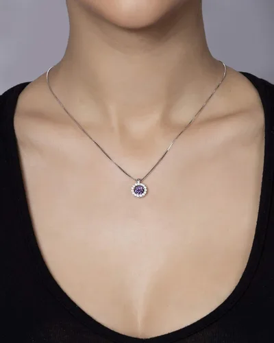 Vista 2 de SERAFINA Colección de gemas de baile Pendientes y colgantes de plata de ley 925 con varias gemas de baile cadena de plata de ley de 18.0in