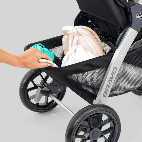 Vista 8 de Chicco Bravo - Sistema de viaje 3 en 1, cochecito plegable rápido con asiento de coche Brooklyn/Navy, baby stroller, KeyFit 30 car seat, newborn