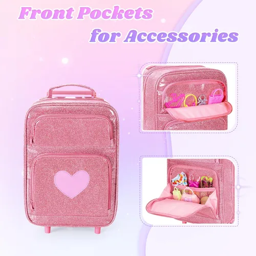 Vista 2 de LoDrid Mochila de viaje compatible con muñecas Barbie de 12 pulgadas, rosa