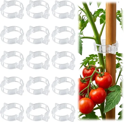 Vista 9 de 100 piezas de clips para tomate para plantas trepadoras, clips de soporte de planta de enrejado de plástico para jardín, clips reutilizables