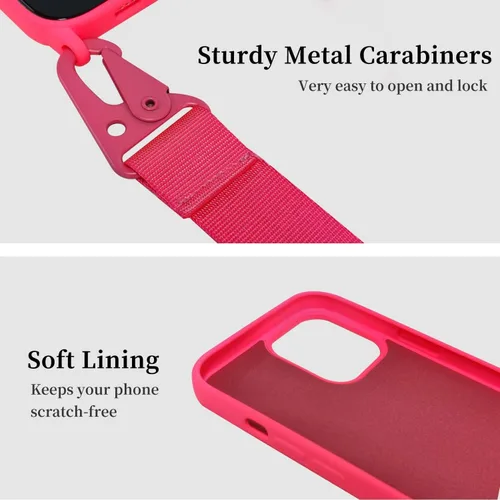Vista 308 de Funda compatible con iPhone 8 Plus, iPhone 7 Plus/6 Plus/6S Plus con cordón, funda cruzada para iPhone con correa ajustable de silicona para iPhone