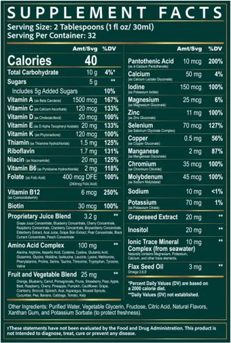 Vista 8 de Suplemento líquido nutricional Balanced Essentials, 32 onzas, Very Berry, HBE, 1, 1 138 nutrients per serving in a smooth berry liquid: vitamins