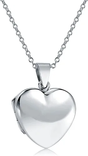 Vista 2 de Bling Jewelry Medallón de fotos en forma de corazón con forma de corazón para mujeres, adolescentes, para fotos, fotos, colgante, collar de plata 925