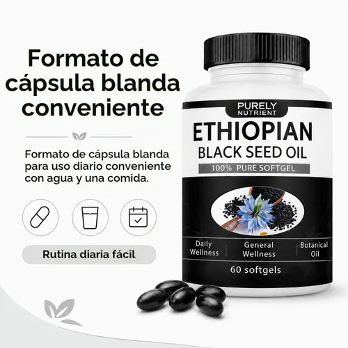 Vista 3 de Aceite de semilla negra etíope puramente nutritiva, sin OMG, sin gluten, 60