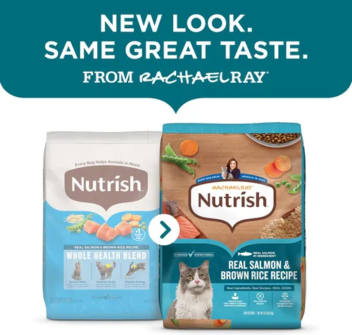 Vista 2 de Nutrish Rachael Ray Alimento seco para gatos Receta de salmón real y arroz integral, bolsa de 2.5 libras