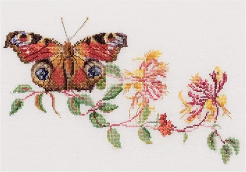 Vista 6 de Thea Gouverneur - Kit de punto de cruz con diseño de mariposa-Budlea - Aida - 18 unidades - Kit de bordado para adultos - Hilos de bordado DMC