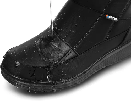 Vista 5 de SHIBEVER Botas de nieve para mujer, botines de invierno, impermeables, con forro de piel, con cremallera lateral, botas para exteriores