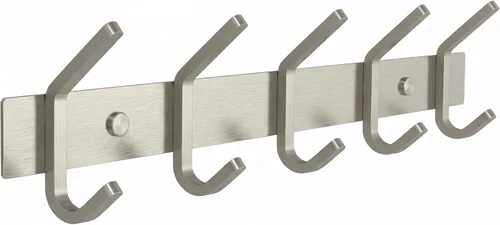 Vista 26 de Perchero pequeño de montaje en pared, de níquel cepillado, de acero inoxidable de 6 pulgadas, con 2 ganchos dobles resistentes, colgador de pared