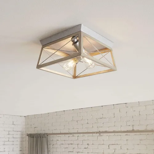 Vista 5 de Progress Lighting Briarwood Collection - Lámpara de techo de 2 luces, lámpara de techo empotrada para luces interiores de cocina, pasillo Acabado