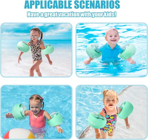 Vista 6 de Loowarts Flotadores de brazo para niños de 1 a 3 años, las bandas inflables flotan como alas de agua y trajes de baño, sistema de seguridad