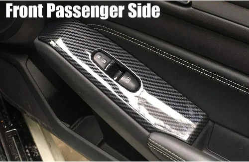 Vista 8 de XITER 4 piezas ABS de fibra de carbono para interior de automóvil, cubierta de panel de control de ventana de puerta de automóvil, moldura