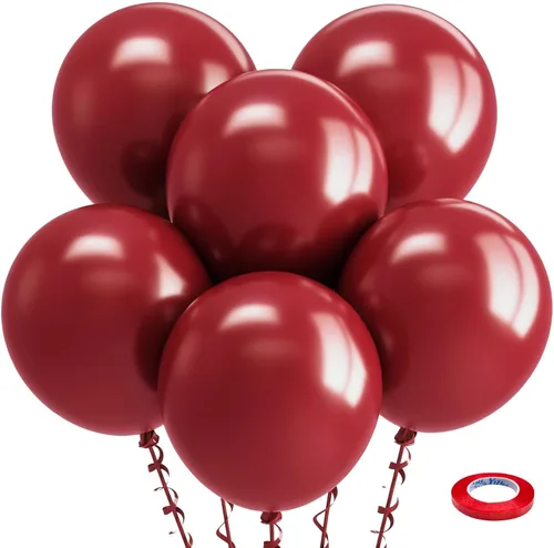 Vista 205 de Bezente Paquete de 150 globos de látex mate color burdeos de 5 pulgadas rojo (07-Red-G42)