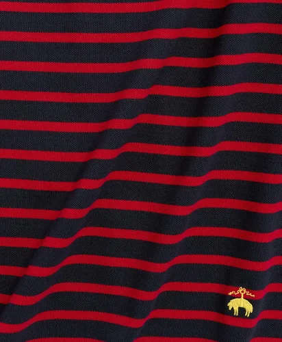 Vista 4 de Brooks Brothers Polo de piqué de algodón de manga larga para hombre, diseño de rayas marineras
