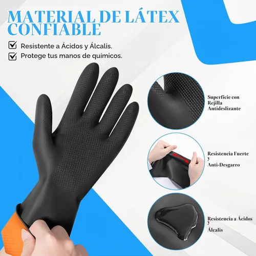Vista 2 de 2 pares de guantes largos de goma resistentes de látex de manga larga para hombres y mujeres 14.2 in-1 par