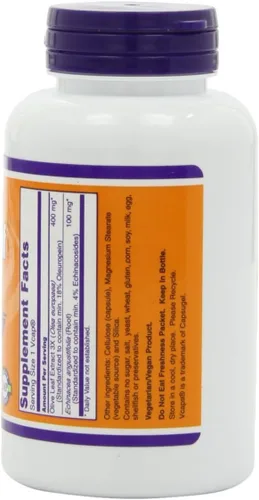 Vista 3 de Now Foods Extracto de hoja de olivo con equinácea, 100 cápsulas / 500 mg (paquete de 2)