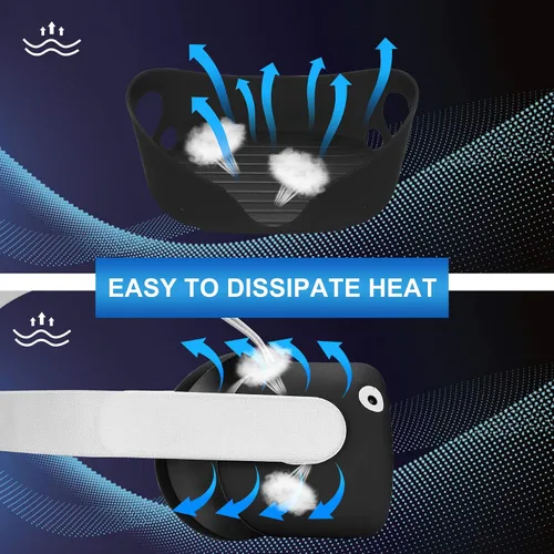 Vista 3 de Silicone Covers Sets 3pcs for Oculus Quest 2 - Face Cover Mask - Lens Cover Caps - Soft VR Shell Case Protected All Headset Body for Q2 (Black)
