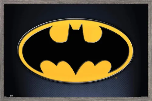 Vista 12 de Trends International DC Comics - Póster de pared de Batman con símbolos, 14.725 x 22.375 pulgadas, versión enmarcada de madera de granero