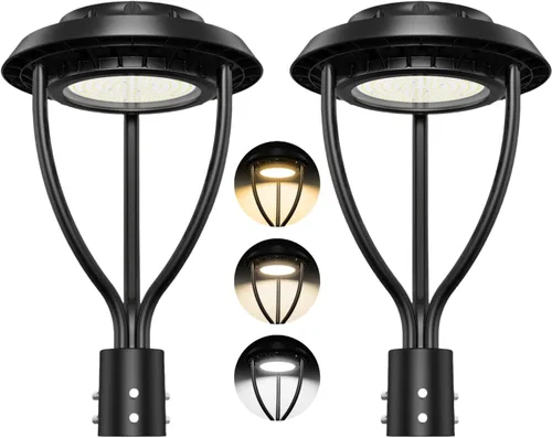 Vista 15 de Luz LED de poste superior de 60 W con fotocélula, 60 W, 48 W, 36 W, ajustable, 8400 lúmenes, CCT ajustable 3000/4000/5000K, luces de poste al aire